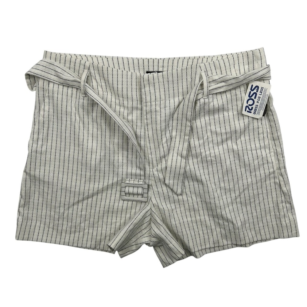 NWT Banana Republic High Rise Striped Shorts White Blue Belt Cotton Stretch 14